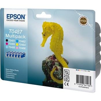 MultiPack T0487  1 Noir 5 Couleurs pour R200/300 pour imprimante Jet d'encre Epson - 0