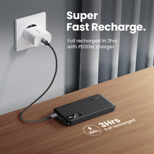 Batterie externe USB-C+USB-A/10000mAh/20W/Noir - 5