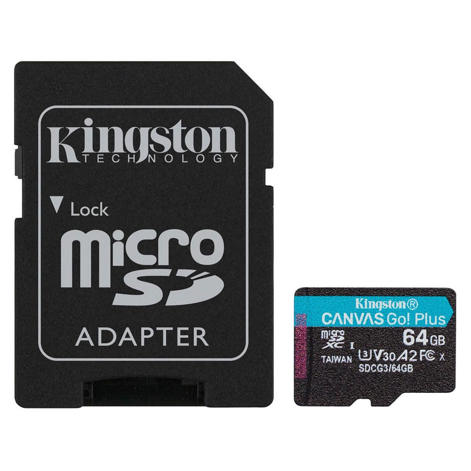 Kingston Micro SDHC 64Go Class 10 A2 V30 + Adapt - Carte mémoire - 0