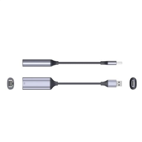 Convertisseur USB-A vers RJ45 - 0,13m - Gris - Connectique réseau - 1