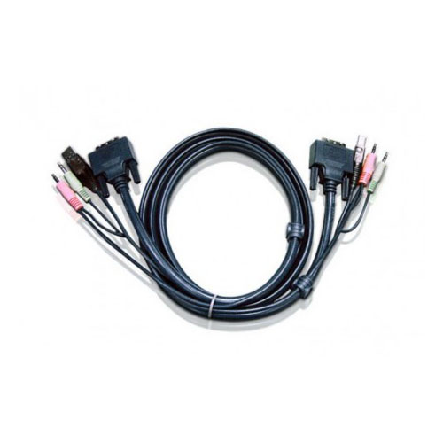Commutateur et splitter Aten Cordon KVM USB DVI-D Audio - 5m