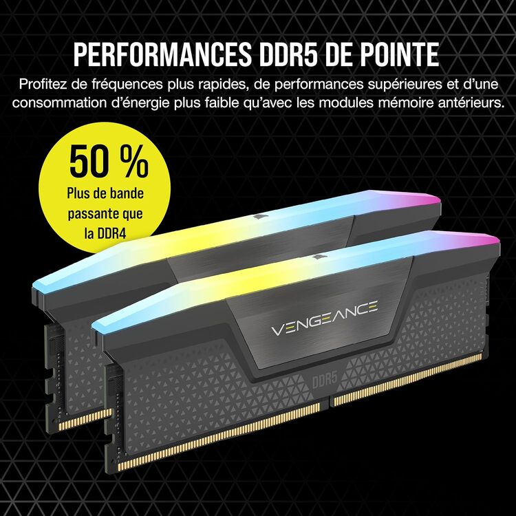 Corsair Vengeance RGB 32Go (2x16Go) DDR5 6000MHz - Mémoire PC Corsair sur Cybertek.fr - 1