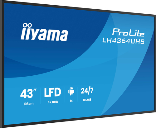 Iiyama LH4364UHS-B1AG 43" - 4K VA 6.5ms Android 14 OS iiShare Wifi (LH4364UHS-B1AG) - Achat / Vente Affichage dynamique sur Cybertek.fr - 1