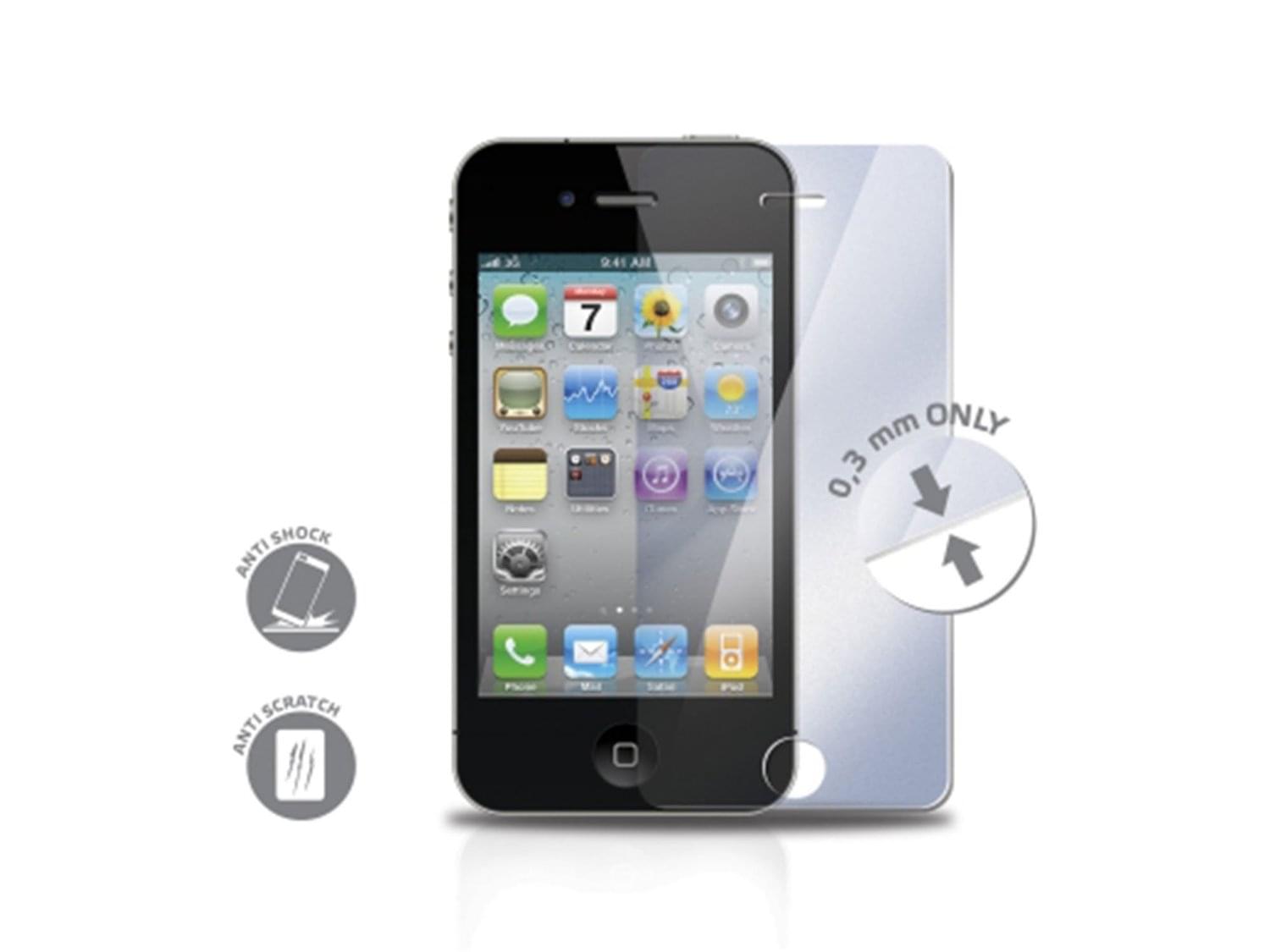 Film de Protection Protection en verre trempé pour iPhone 4/4S - Accessoire téléphonie Cybertek - 0