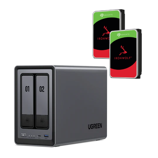 Serveur NAS UGREEN DXP2800 - 2 Baies avec 2 disques 8To IronWolf Cybertek