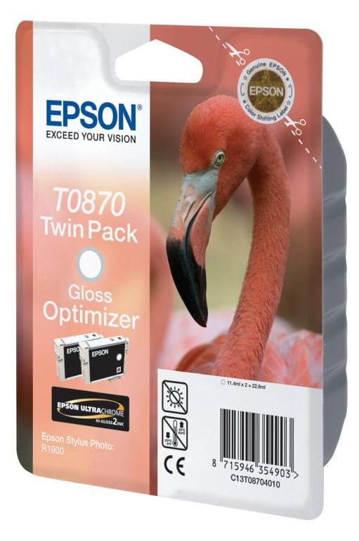 Double Pack Gloss Optimizer T0870 pour imprimante Jet d'encre Epson - 0