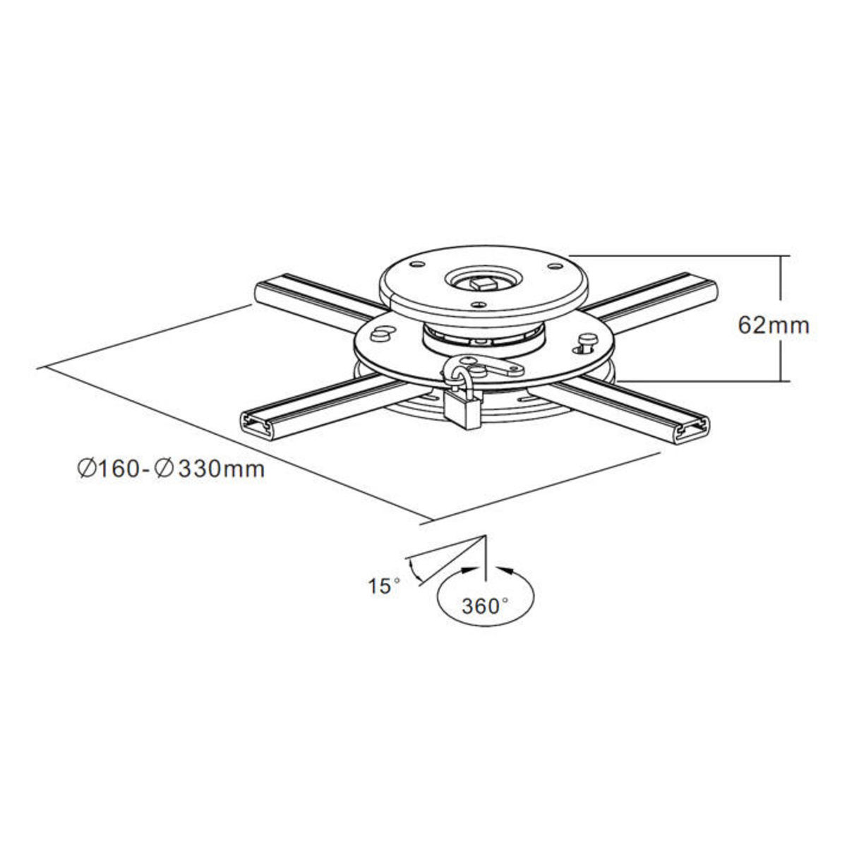 Kimex International Support plafond vidéoproj. H.6cm/Diam.16-33cm (052-1000) - Achat / Vente Accessoires vidéoprojecteur sur Cybertek.fr - 1