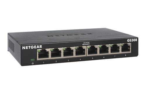 Switch Netgear GS308-300PES - 8 (ports)/10/100/1000/Sans POE/Non manageable - 1