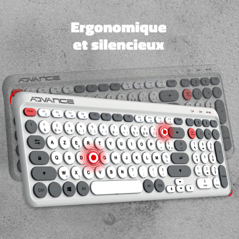 Advance ERGOSTYLE COMBO sans fil RF/Silencieux/Blanc Gris - Pack Clavier/Souris - 4