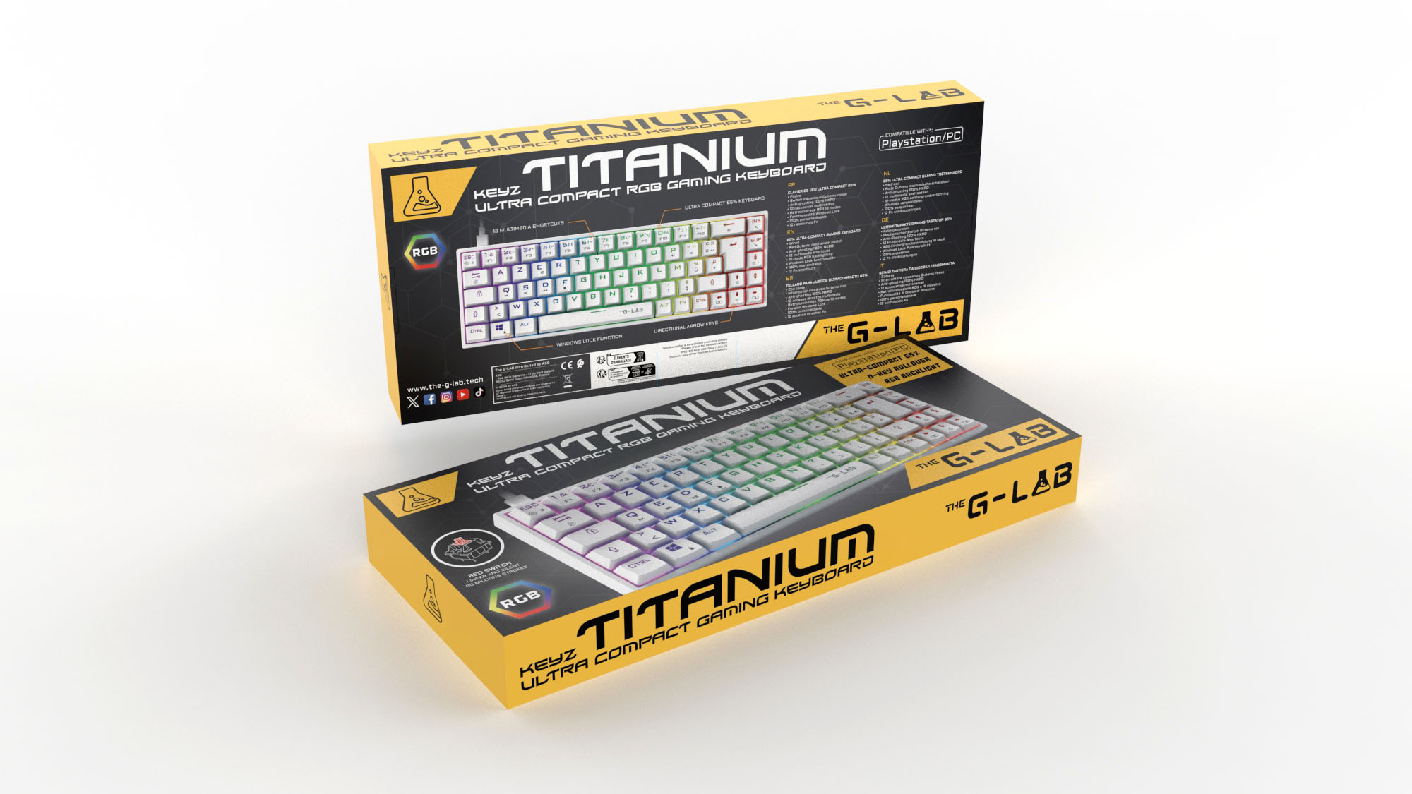 The G-LAB Keyz Titanium 65% RGB/Filaire/Blanc - Clavier PC - 1