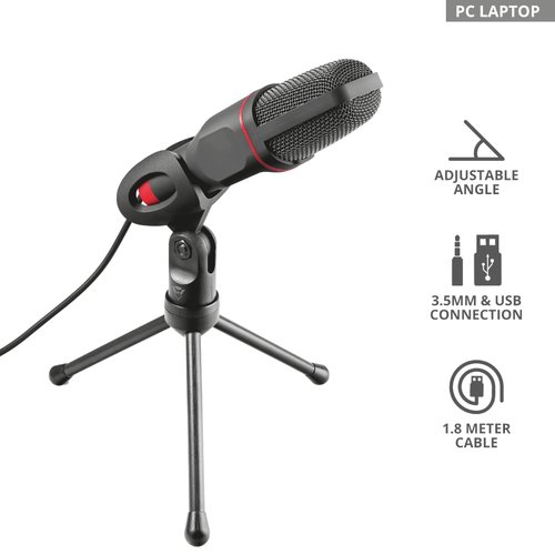 Trust Microphone Streaming Mico - Noir/USB/3,5mm/Trépied (23791) - Achat / Vente Accessoire Streaming / Vlogging  sur Cybertek.fr - 1