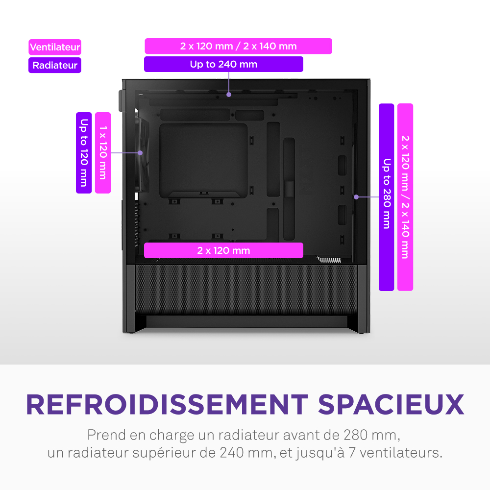 NZXT H3 Flow Noir Noir - Boîtier PC NZXT - Cybertek.fr - 6