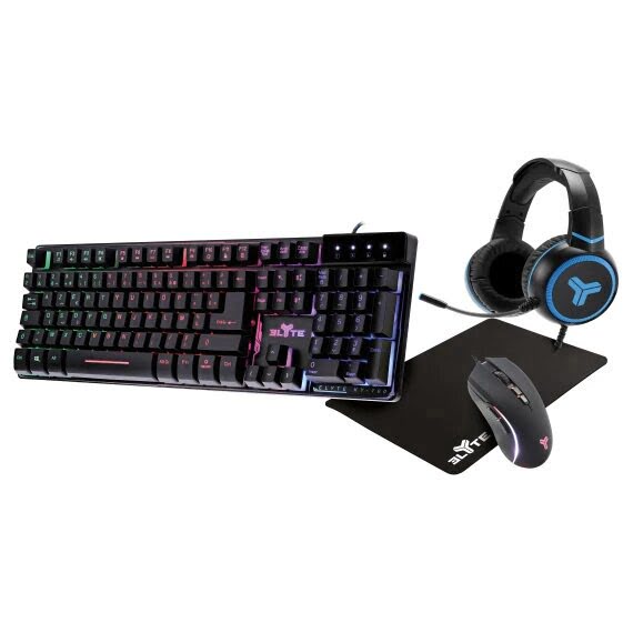 Pack Clavier/Souris ELYTE PKY-200 - Souris/Casque/Clavier/Tapis