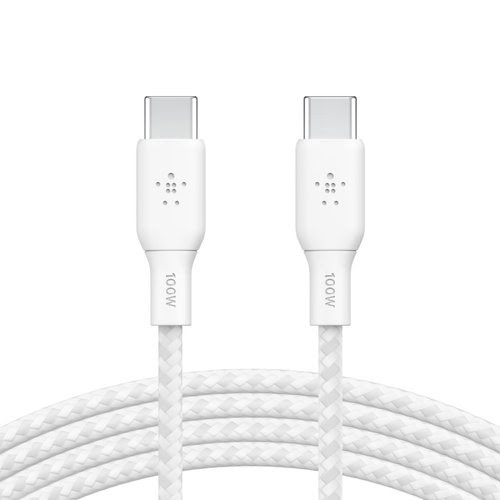 Câble USB-C vers USB-C - 2m - 100W - Blanc - Connectique PC - 2