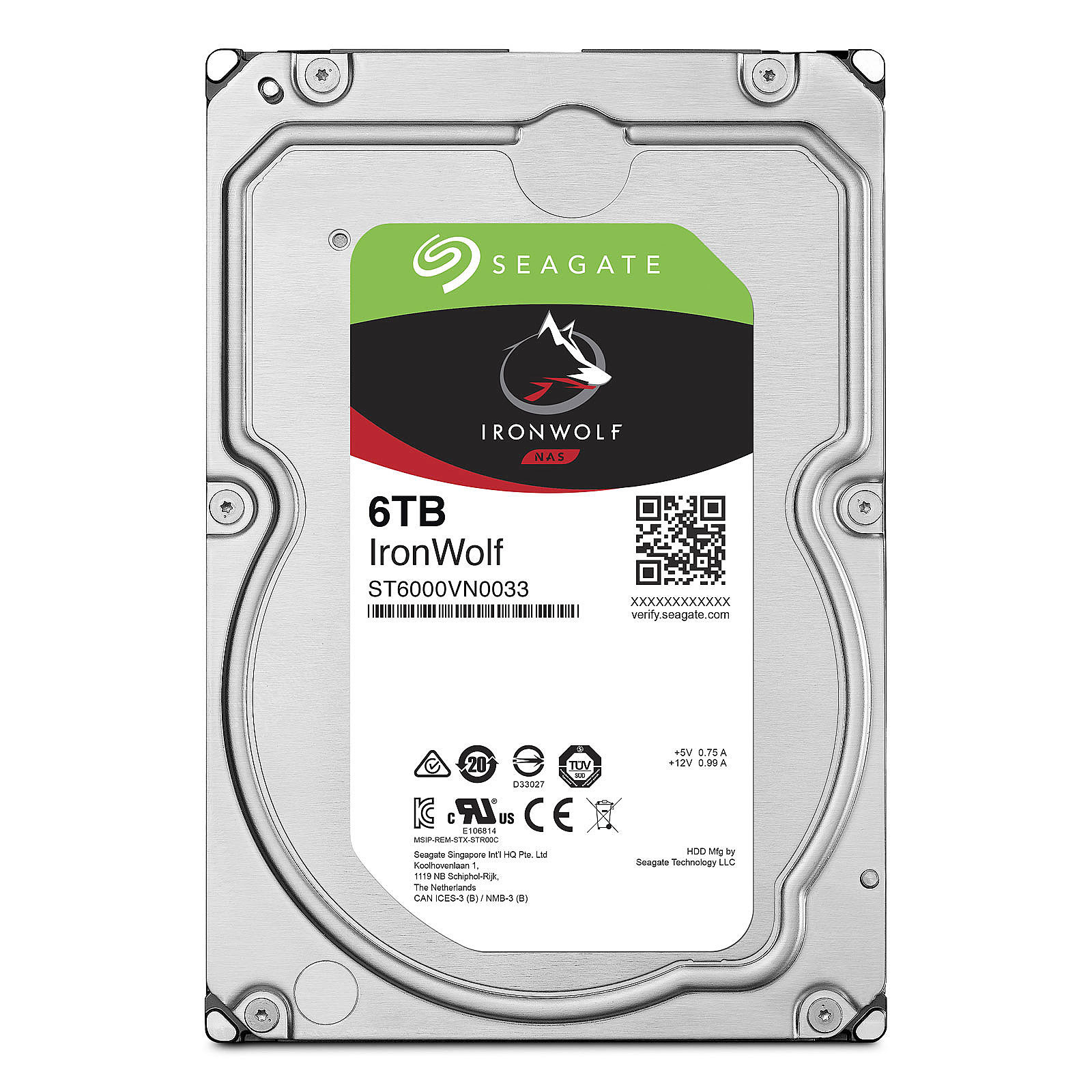 Seagate 6To SATA III 256Mo IronWolf ST6000VN001 - Disque dur 3.5" interne - 3