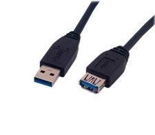 Câble USB-A 3.0 mâle/femelle - 1m - Noir - Connectique PC - 0