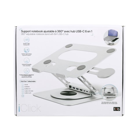 iClick Support notebook/6 ports/Gris - T'nB - 1