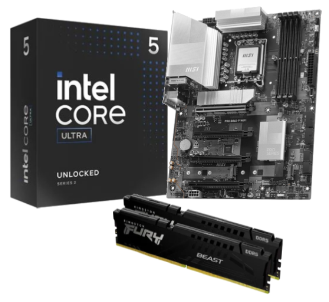 Kit Upgrade PC MSI PRO B860-P WIFI + Core Ultra 5-225F + Fury Beast 16Go (2x8Go) DDR5 5200MHz Cybertek