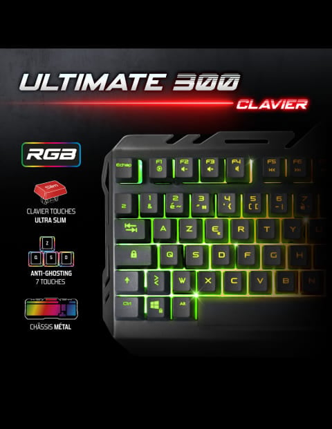 Spirit Of Gamer 4 en 1 Ultimate 300 - Clavier/Souris/Tapis/Casque (CLS-MKH300) - Achat / Vente Pack Peripheriques sur Cybertek.fr - 4