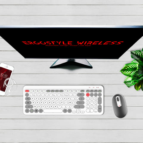 Advance ERGOSTYLE COMBO sans fil RF/Silencieux/Blanc Gris - Pack Clavier/Souris - 7