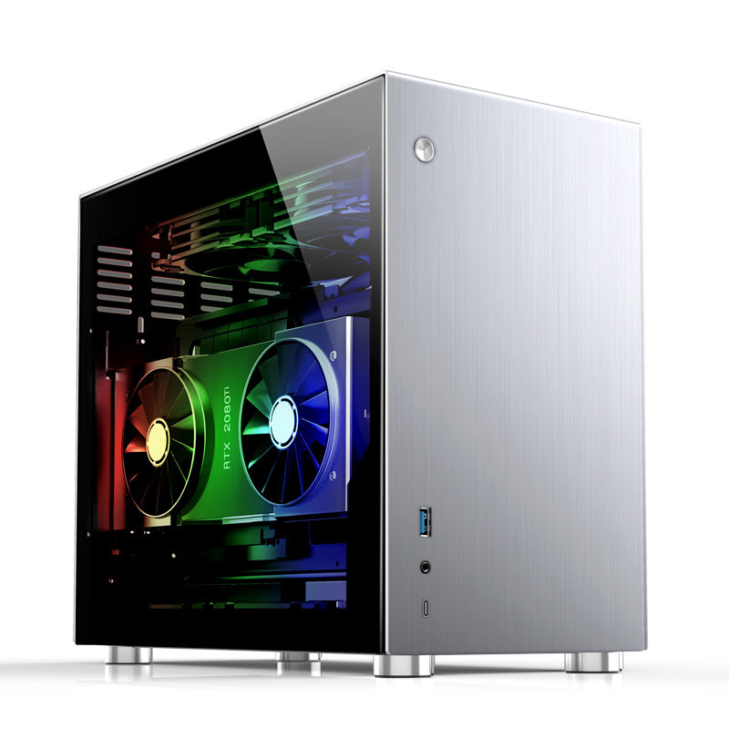 Boîtier PC Jonsbo V10 TG Silver - mT/Sans Alim/ITX