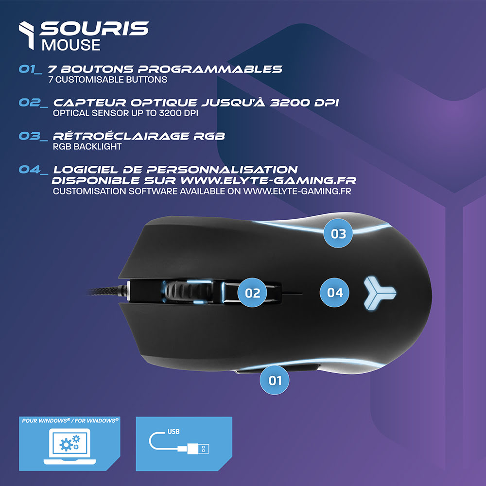 ELYTE PKY-200 - Pack Clavier/Souris - Cybertek.fr - 2