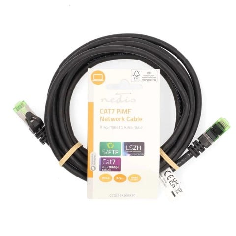 Câble RJ45 Cat7 S/FTP - 3m - Noir - Connectique réseau - 0