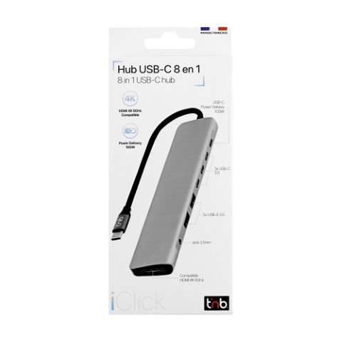 iClick Hub USB-C/8 ports/Gris - Accessoire PC portable T'nB - 2
