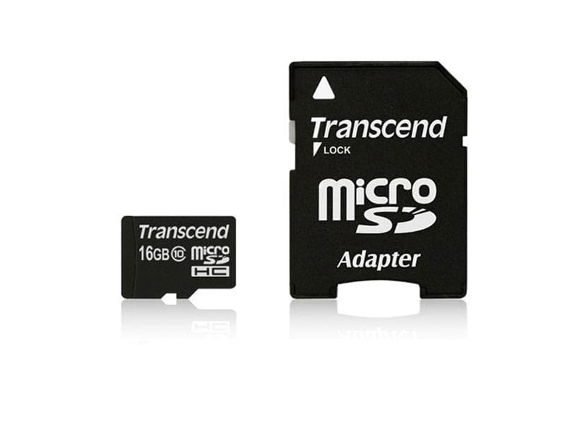 Transcend Micro SDHC 16Go  class 10 + Adapt. - Carte mémoire - 0