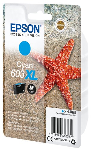 Cartouche Cyan 603XL - C13T03A24010 pour imprimante Jet d'encre Epson - 1