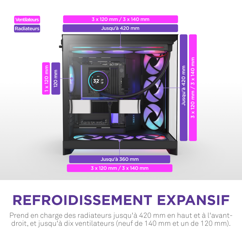 NZXT H9 Flow RGB+ Noir Noir - Boîtier PC NZXT - Cybertek.fr - 6