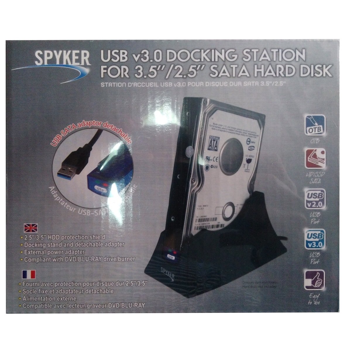 Cybertek Station d'accueil USB3 pour DD SATA 3.5"/2.5" - Boîtier externe - 0