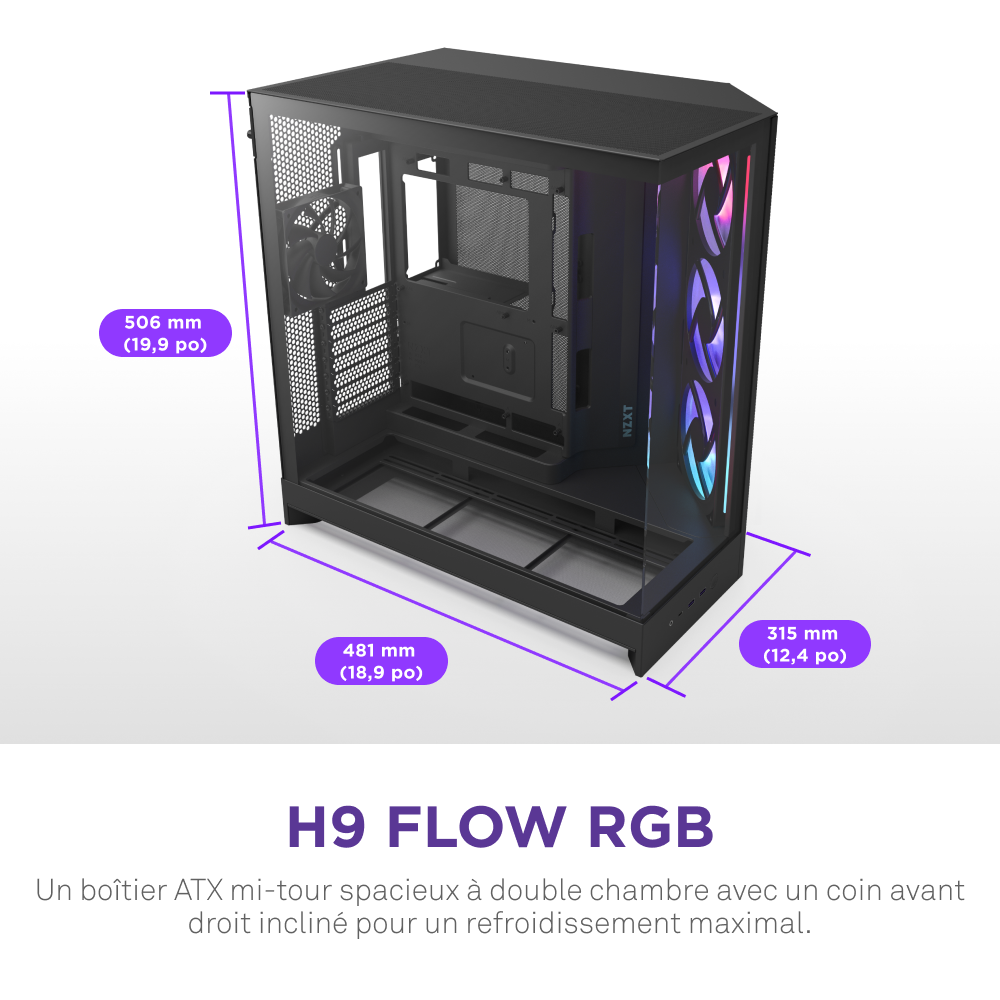 NZXT H9 Flow RGB Noir Noir - Boîtier PC NZXT - Cybertek.fr - 7