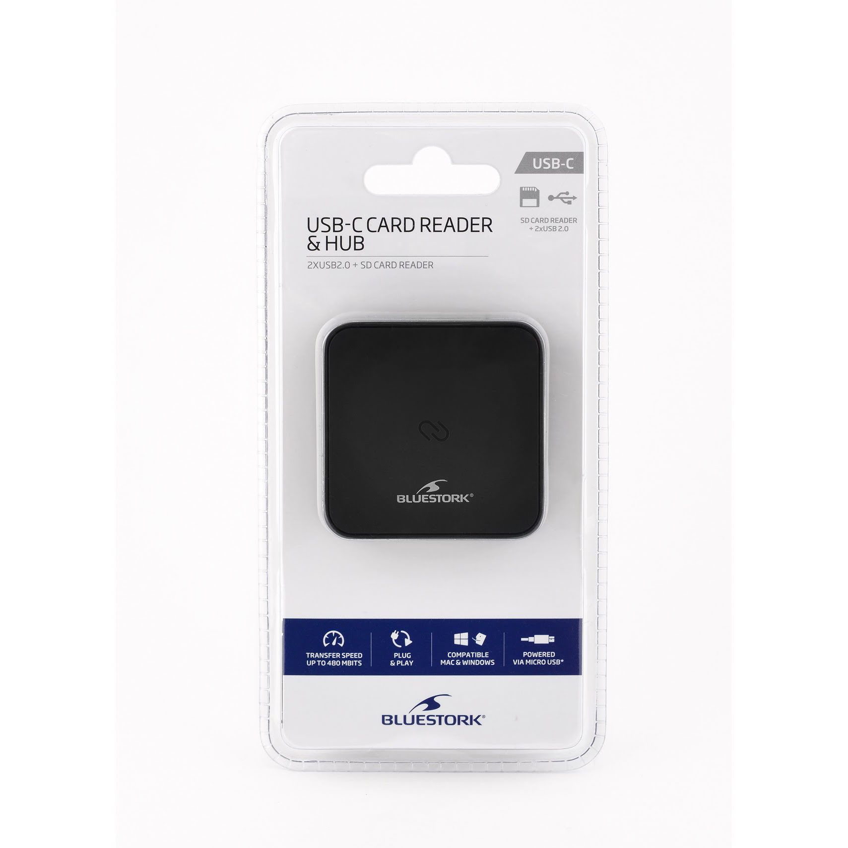 Bluestork lecteur SD + HUB - USB type C  - Lecteur carte mémoire - 1