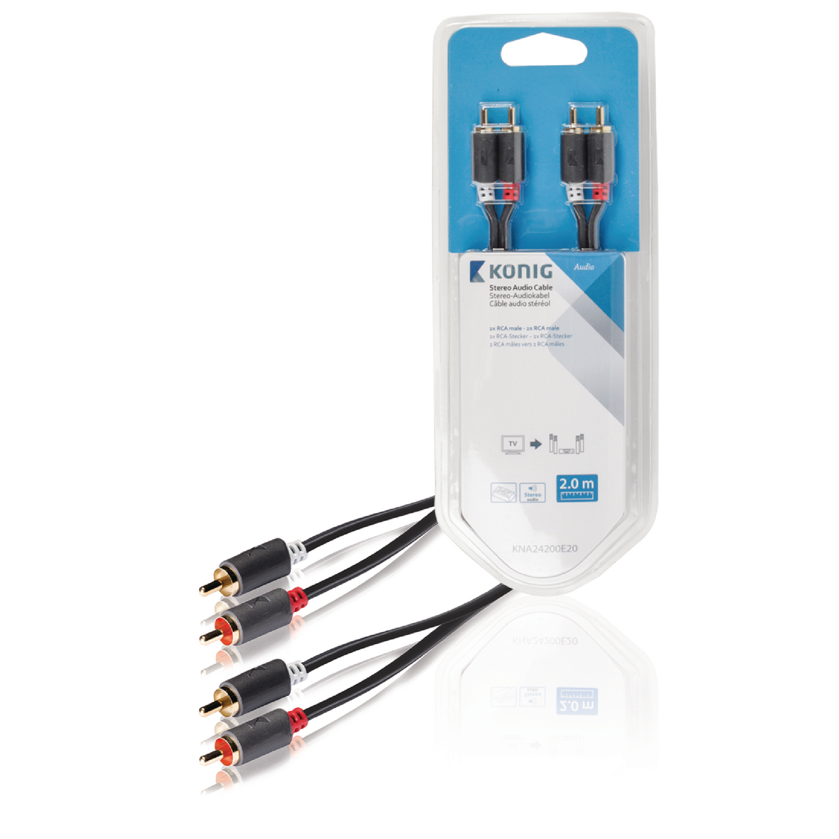 Câble audio 4xRCA mâle/mâle - 2m - Gris - 0