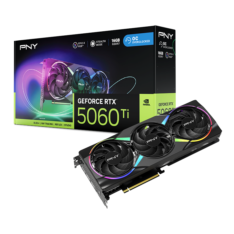 PNY RTX 5060Ti 16Go ARGB Overcloked Tripple Fan - Carte graphique - 9