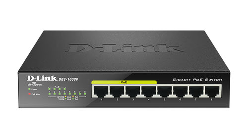 Switch D-Link 8 Ports 10/100/1000Mbps DGS-1008P (4 POE) - 0