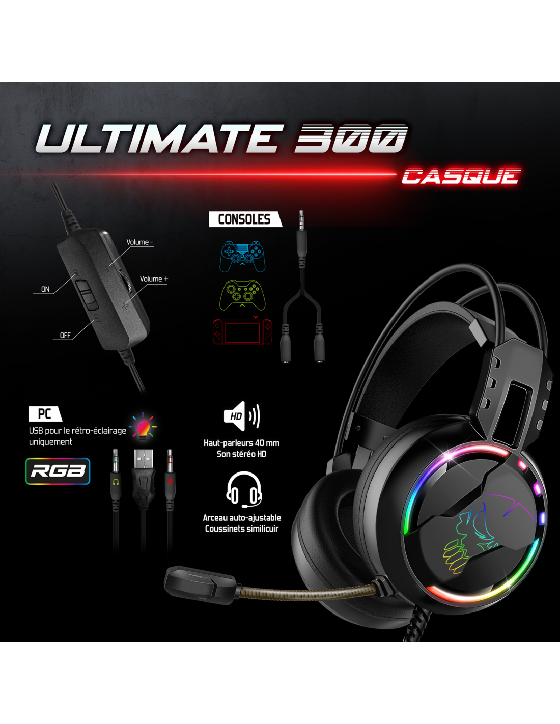 Spirit Of Gamer 4 en 1 Ultimate 300 - Clavier/Souris/Tapis/Casque (CLS-MKH300) - Achat / Vente Pack Peripheriques sur Cybertek.fr - 6