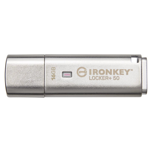 image produit Kingston Clé 16Go USB 3.2 IronKey Locker+ 50 IKLP50/16GB Cybertek