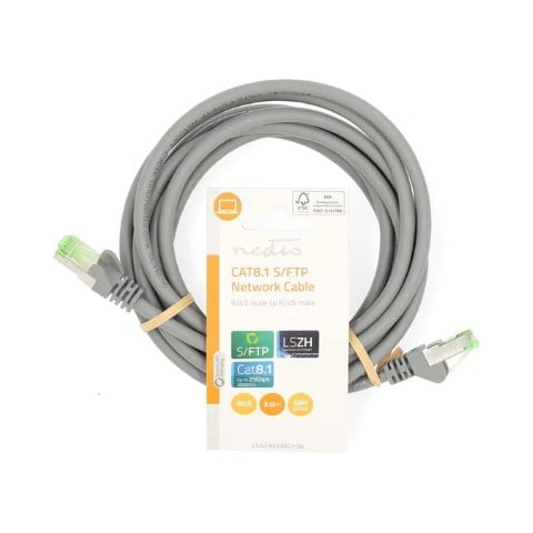 Câble RJ45 Cat8.1 S/FTP - 3m - Gris - Connectique réseau - 0