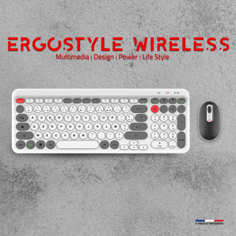 Advance ERGOSTYLE COMBO sans fil RF/Silencieux/Blanc Gris - Pack Clavier/Souris - 6