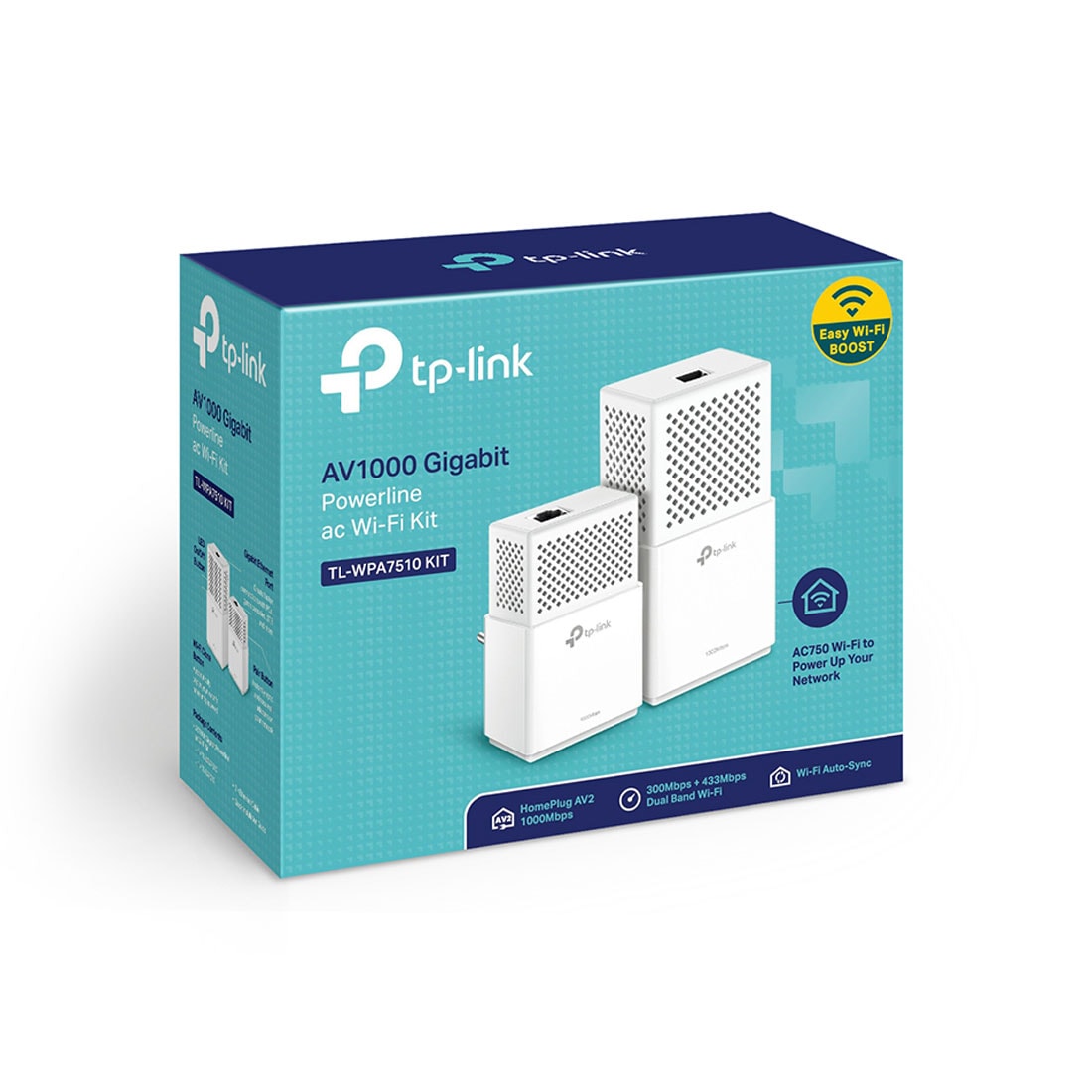 TP-Link TL-WPA7510 KIT (1000Mb) WiFi AC - Pack de 2 - Adaptateur CPL - 1