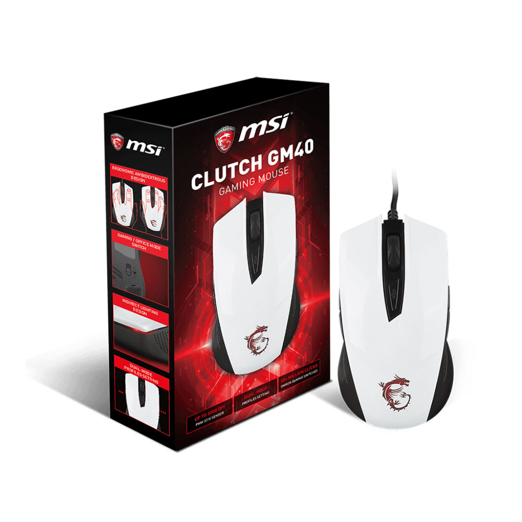 MSI CLUTCH GM40 White Gaming Mouse - Souris PC MSI - Cybertek.fr - 0