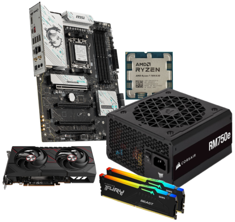 9060XT Pulse + 7800X3D + B850 + 2x16Go + 750W - Cybertek.fr - 0