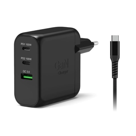 Port Chargeur mural GaN 100W - 3 ports + Câble USB-C 2m (902100EPEU) - Achat / Vente Chargeur sur Cybertek.fr - 0