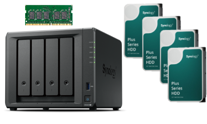 Synology DS423+ - 4 Baies avec 4 Disques de 4To + 4Go RAM# - Serveur NAS - 0