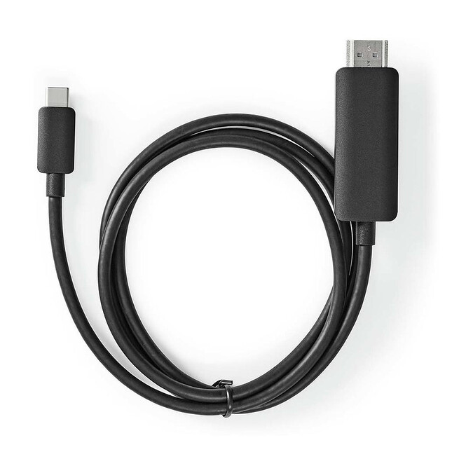 Adaptateur USB-C vers HDMI - 2m Noir - Connectique TV/Hifi/Video - 2
