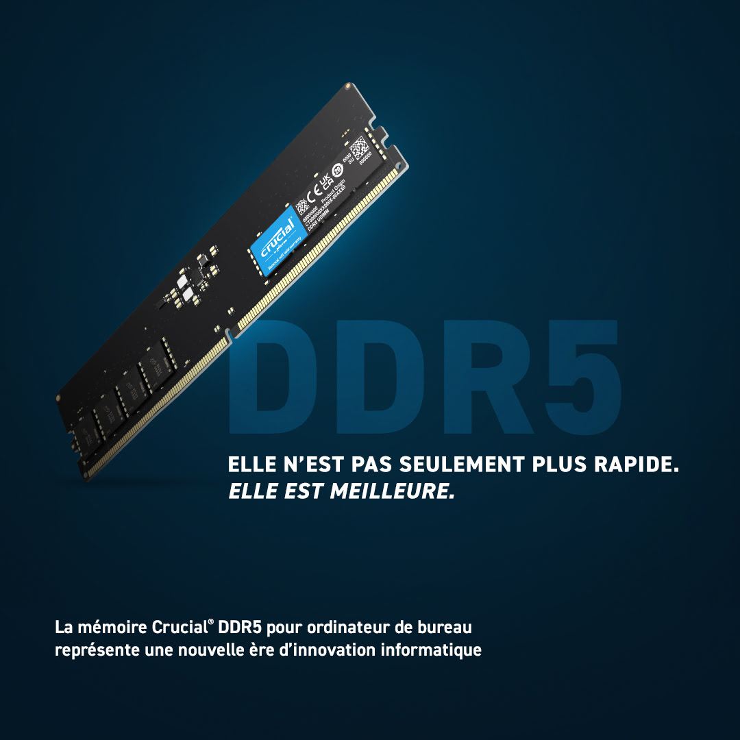 Crucial 8Go (1x8Go) DDR5 4800MHz OEM - Mémoire PC Crucial sur Cybertek.fr - 4