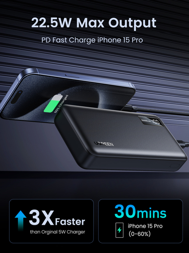Batterie externe USB-C+2xUSB-A/20000mAh/20W/Noir - 12