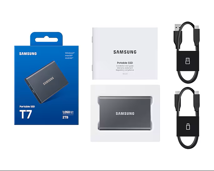 Samsung T7 USB 3.2 2 To Gris (MU-PC2T0T/WW) - Achat / Vente Disque SSD externe sur Cybertek.fr - 2